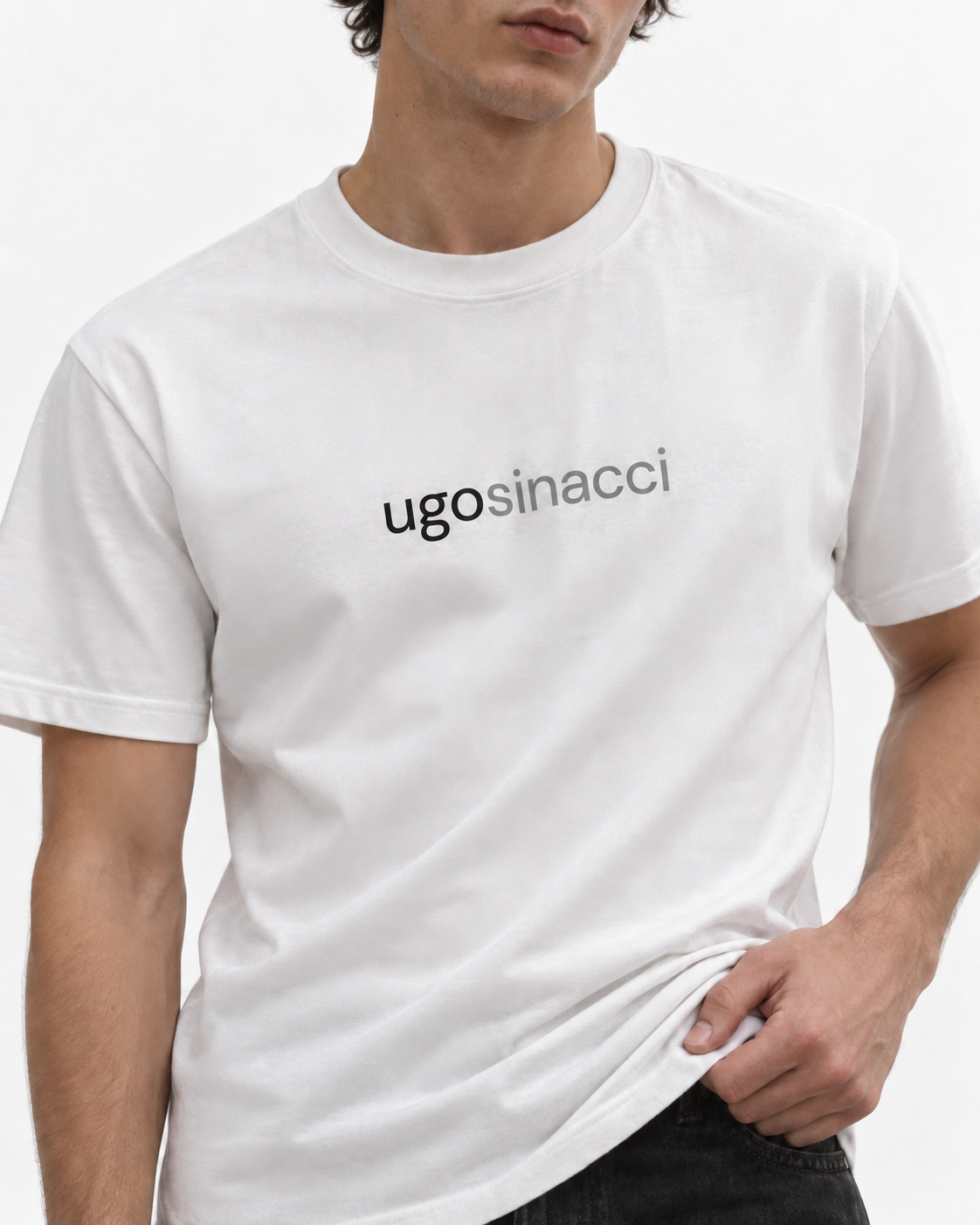 Tension / white t-shirt with ugo sinacci logo